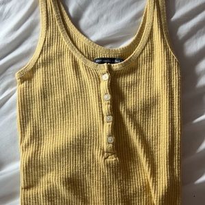 abercrombie yellow button tank top